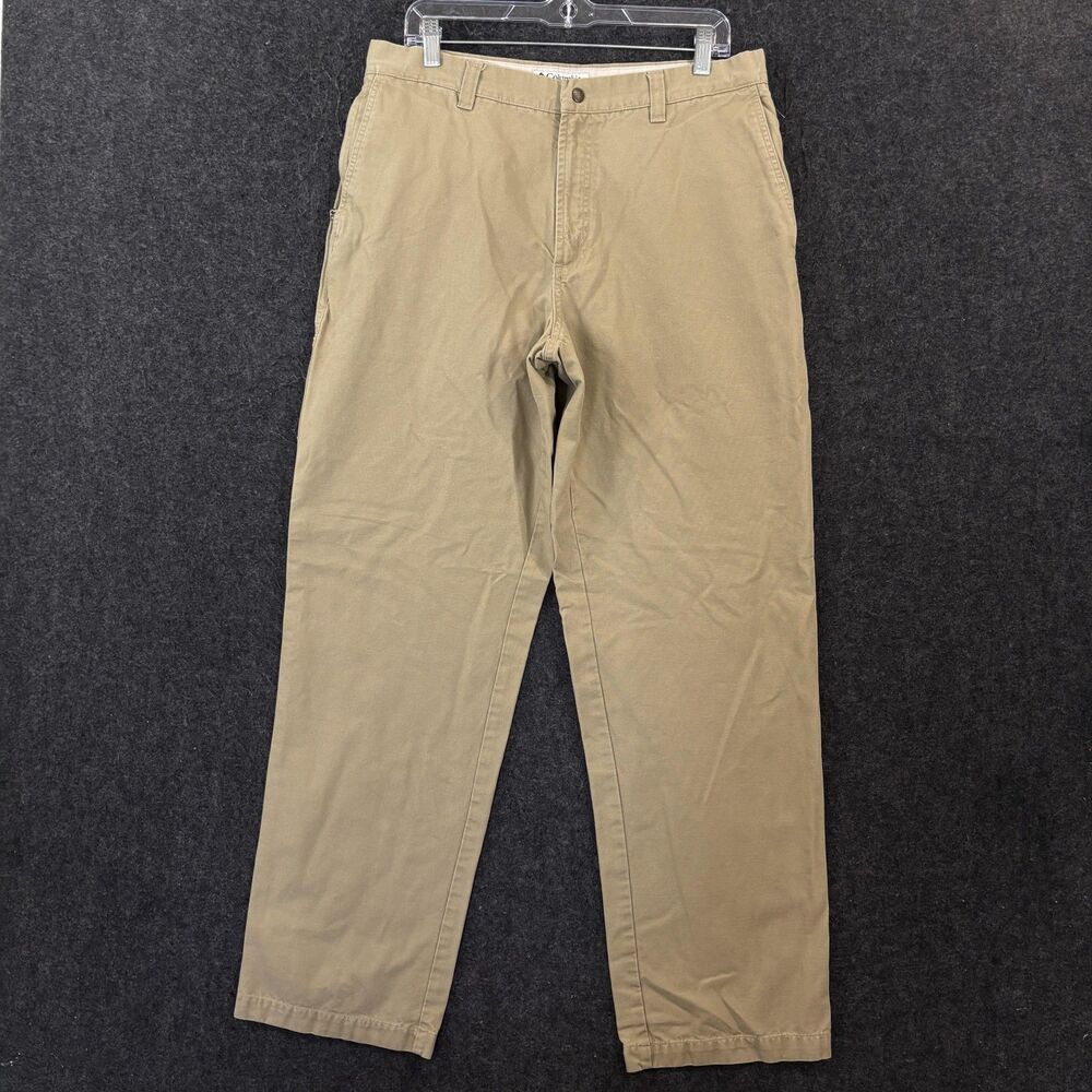 Columbia ROC Pants Men's 34x32 Khaki Canvas Cargo Straight Leg Workwear Utility